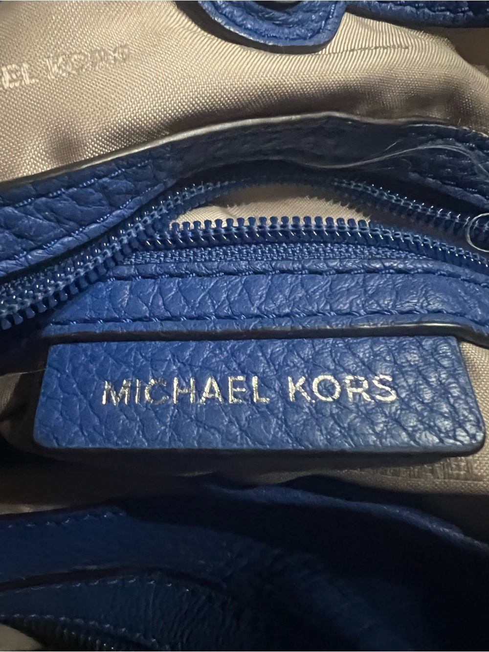Michael Kors Blue Leather Shoulder Bag with Silver Logo